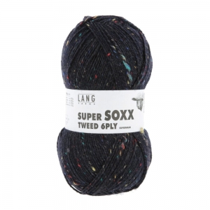 Lang Yarns Super Soxx Tweed 4ply - Pelote de 100 gr - Coloris 0025 Bleu Nuit