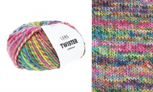 Lang Yarns Twister - Pelote de 100 gr - Coloris 0006 Hot Pink/Marine/Bleu Clair