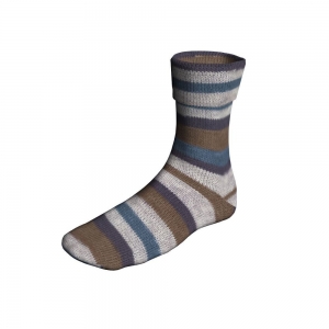 Lang Yarns Super Soxx Color 6 fils - Pelote de 150 gr - Coloris 0433 Jeans/Marron Foncé 1131 Campania