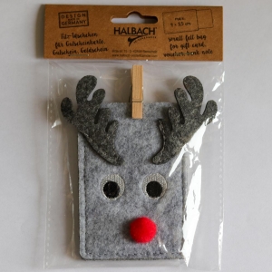 Petit sac en feutrine Tête de renne - Gris