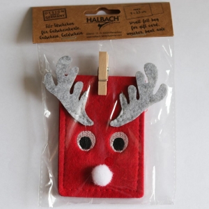 Petit sac en feutrine Tête de renne - Rouge