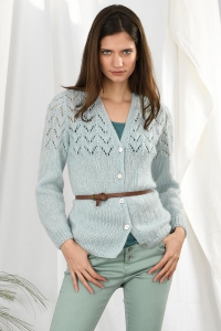 153/10 Modèle Cardigan à jours fantaisie en Plassard Mélodie