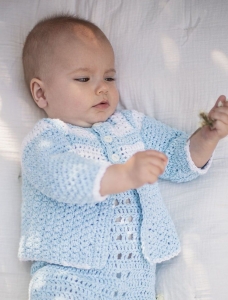 172/07 Modèle Cardigan au point d’épis au crochet en Plassard Végétal