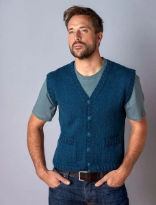 173/15 Modèle Gilet homme sans manches à poches en Plassard Merino Yak