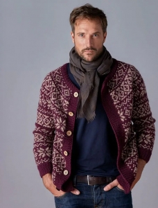 173/16 Modèle Cardigan jacquard homme en Plassard Addict