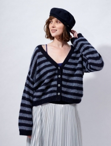 195/24 Modèle Gilet rayé oversize en Plassard Evanescent