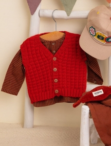 201/11 Modèle Cardigan sans manches en Plassard Sweety