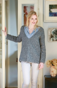 116/33 Pull à col V en Plassard Mirage